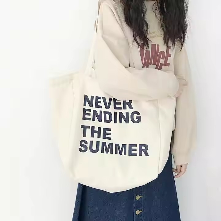 Low MOQ Customized Large Natural Color Beige Tote Cotton Canvas 12 OZ Shopping Women's Tote Bag With Custom Printed Logo