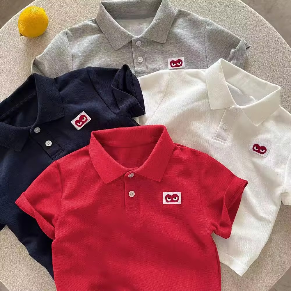2025 Summer New Men's and Women's Children's Love T-Shirt Baby Cotton Elegant Collar Top Children's Shortleeve Polo Shirt