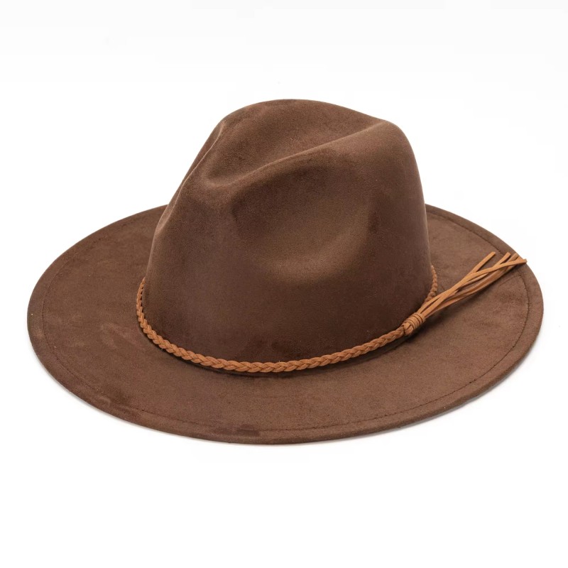 New Fashion Fedora Hat Wide Brim Suede Vintage Jazz Fedora Hat Chapeaux Femme Women Hat