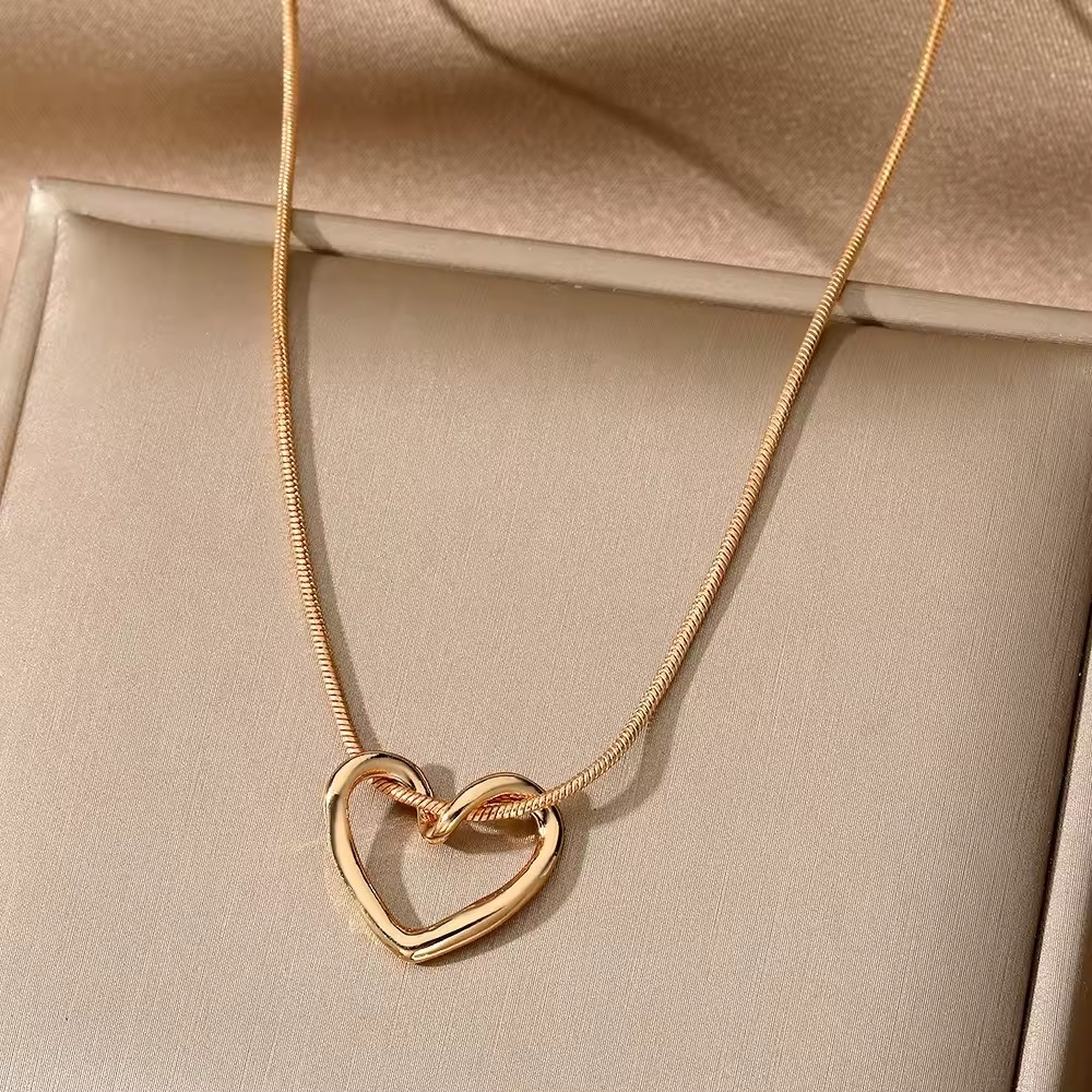 Korean Version Necklace Fashionable Simple Stainless Steel Chain Trendy Heart Shape Internet Celebrity Wholesale Buddhism