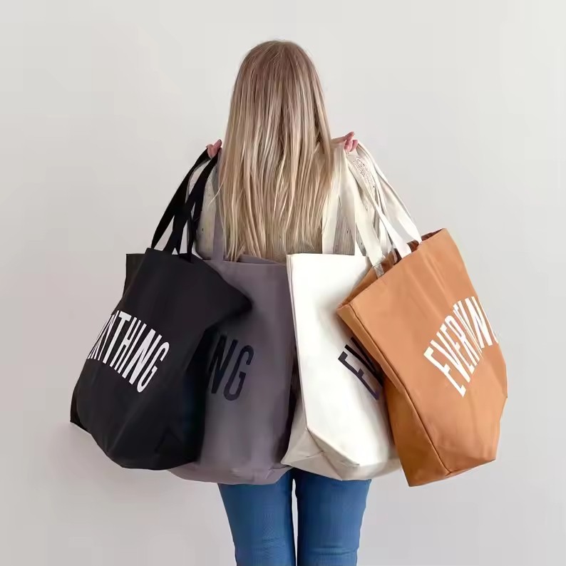Custom Printed logo Canvas Beach Tote Boat Bag Everything Big Travel Bag Weekender Giant Grocery Oversized Canvas Shopping Bag