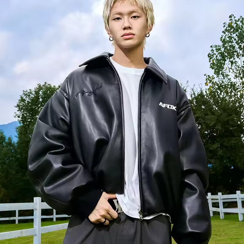 Customized Bomber Jacket Leather Jacket Men's Leather Wholesale Oem Leather Racer Jacket for Women Ladies