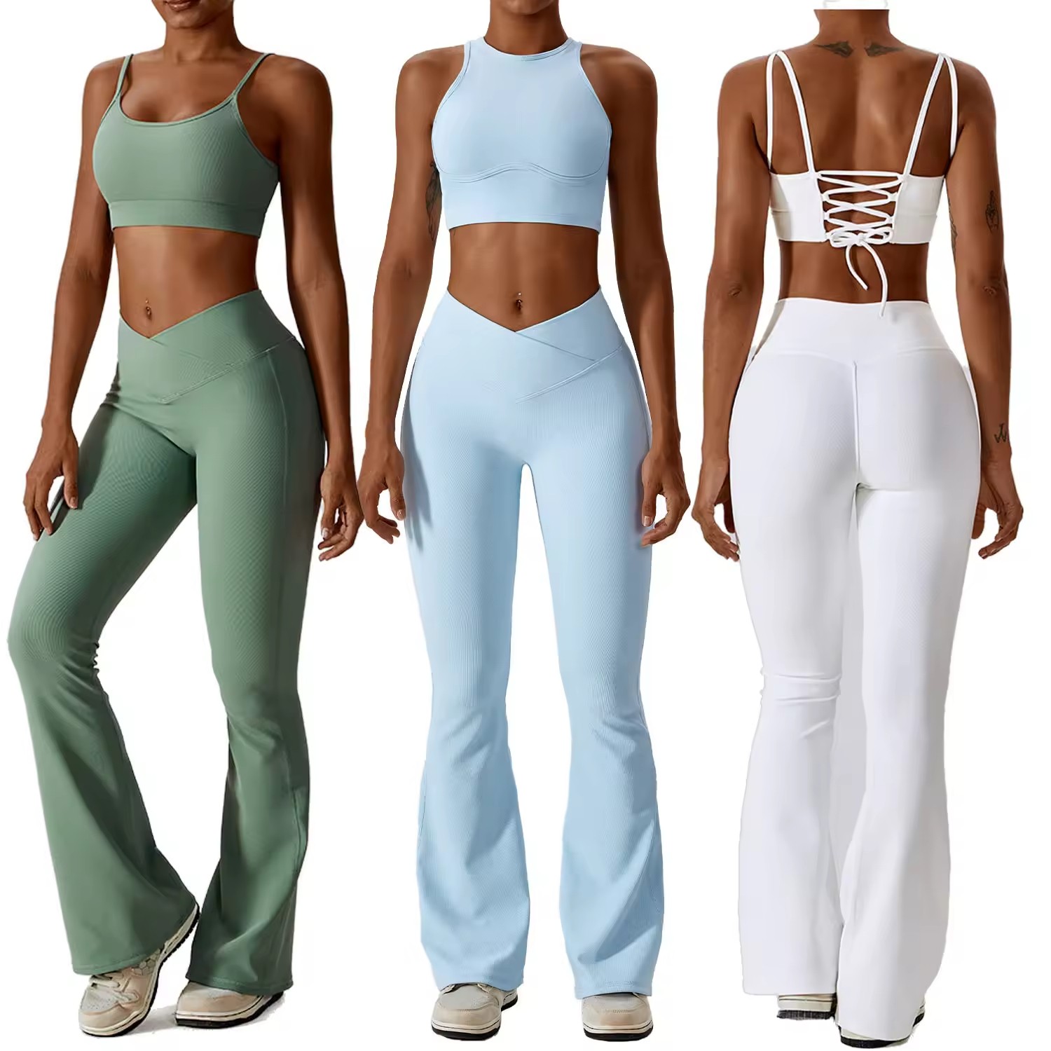 Bnice Custom Logo High Waist Sport Wear GYM Workout Fitness Yoga Wear Flares Pants Legging Yoga Set for Women