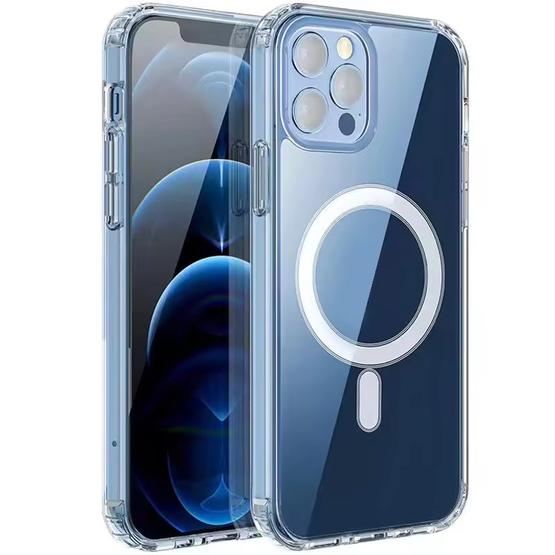 Magnetic Phone Cover for IPhone15 14 13 Pro Max Magnet clear Acrylic Cases for iPhone 15 16 17 Wireless Charging case