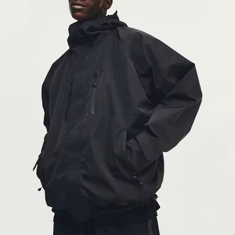 Custom Clothing Manufacturers High Quality Pullover Wind Breaker Track Jacket Hooded Waterproof Black Windbreaker Jacket for Men